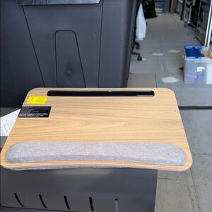 Adjustable Wood Finish Tablet Lap Desk with Gray Wrist Rest.  (V1)